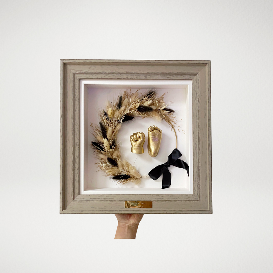 Vintage Brown Frame - ft. gold chrome casts & wreath