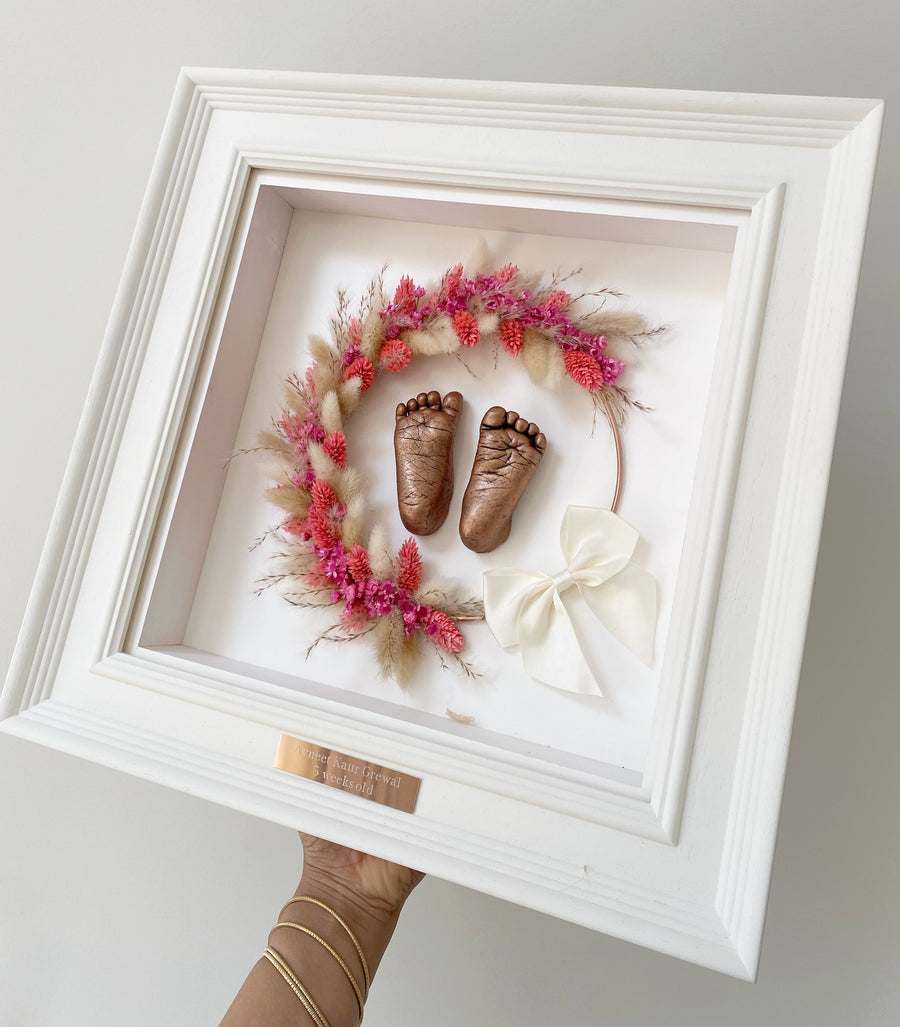 Floral Light Collection - ft. off white bevelled frame & bright pink wreath