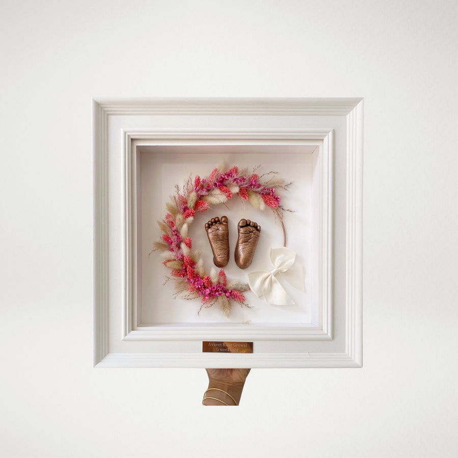 Floral Light Collection - ft. off white bevelled frame & bright pink wreath
