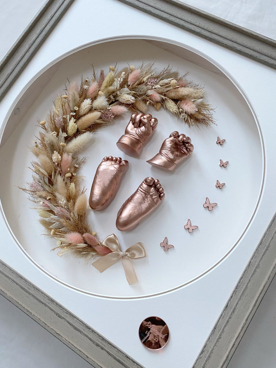 Vintage Brown Frame (slim version) - ft. rose gold casts & mini rose gold butterflies