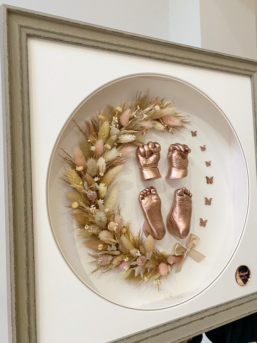 Vintage Brown Frame (slim version) - ft. rose gold casts & mini rose gold butterflies