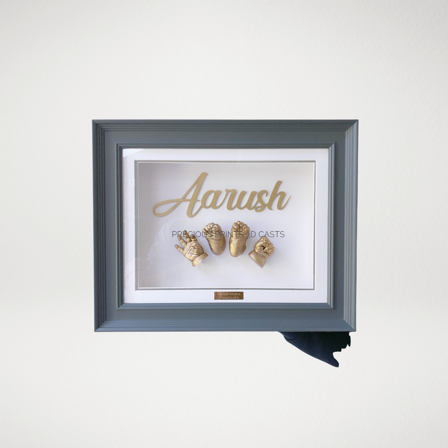 Slate Grey Frame ft. wooden letter personalisation & brass-finished casts